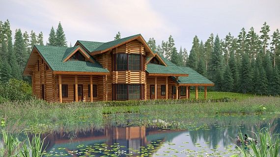 Проект дома из рубленного бревна «Дом у озера»