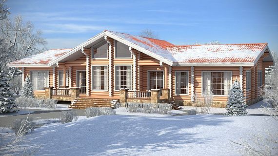 Проект дома из бревна «Каштан»