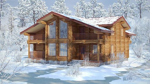 Проект дома из оцилиндрованного бревна «Амстердам»