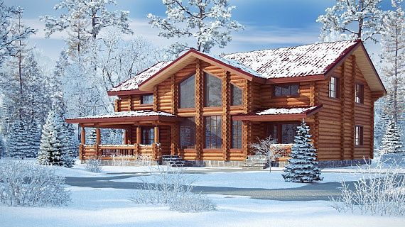 Проект дома из бревна «Лосиный остров»